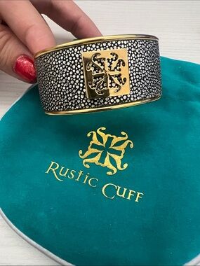 Rustic Cuff Black and Gold Textured Cuff Bracelet